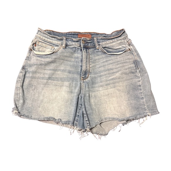 Judy Blue Pants - Judy Blue Los Angeles Light High Rise Frayed Denim Shorts Womens 1XL Cut Off